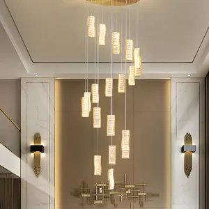 Lustre de cristal para escadas, lustre moderno e luxuoso de luxo, novo LED, lustre de teto alto