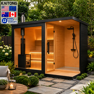 Sauna extérieur en bois <span class=keywords><strong>Kaitong</strong></span> pour 2 personnes, à assembler facilement, pour usage humide et sec, en cèdre, avec cabine d'équipement - Product Image 1