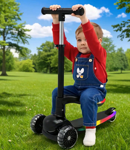 Monopattino Pieghevole <span class=keywords><strong>2</strong></span> in 1 per Bambini con Luci LED Arcobaleno, Regalo di Compleanno Durevole, Altezza Regolabile - Product Image 2