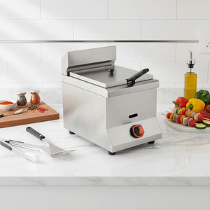 <span class=keywords><strong>Friteuse</strong></span> à <span class=keywords><strong>gaz</strong></span> commerciale un réservoir <span class=keywords><strong>8L</strong></span> en acier inoxydable 1600W + GPL/GNL - Product Image 2