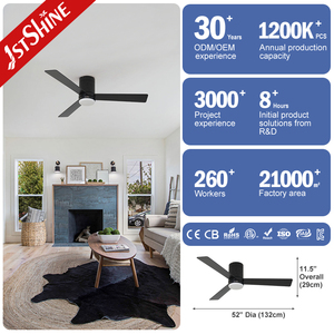 1stshine <span class=keywords><strong>Ventilateur</strong></span> de plafond Éclairage décoratif à led Lames en bois MDF 52 pouces <span class=keywords><strong>Ventilateur</strong></span> de plafond - Product Image 3
