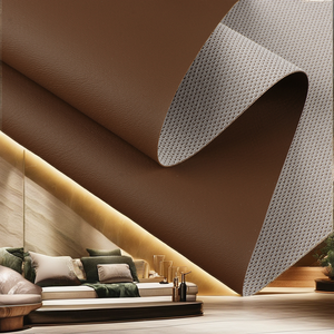 Asli pabrik 0.6mm kain kulit sintetis hitam coklat untuk pelapis furnitur mobil 72 jam pengiriman cepat untuk dekorasi - Product Image 2