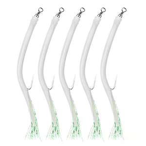 OEM 5 pièces Hameçon <span class=keywords><strong>de</strong></span> pêche en tube pour morue et anguille, Hameçon offset à ardillon, Hameçon à poulpe, Émerillon rotatif, Monture à plumes filetées pour la pêche en <span class=keywords><strong>mer</strong></span> - Product Image 2