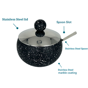 Cuillère et couvercle en acier inoxydable de petite taille avec revêtement noir, nouveau design, sucrier en acier inoxydable - Product Image 4