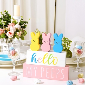 DAMAI Easter Bunny Wooden Ornament Creative Festival Party Table Decor Craft Wooden Easter Rabbit for Holiday Home Decor - Product Image 2