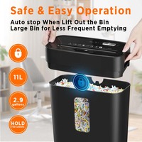 6 feuilles déchiqueteuse de papier découpé en croix bureau à domicile 11.5L déchiquetage carte CD agrafes niveau de sécurité 4 alimentation électrique continue à faible bruit