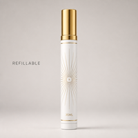 Vente en gros de flacons de parfum vides en verre de 35 ml, boîte à cupcakes rayée rose, 24 flacons de parfum, boîte de présentation, logo personnalisé