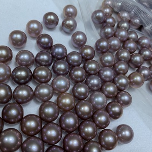 Collar de perlas reales Edison, perlas sueltas naturales de 11-12mm, color morado - Product Image 5