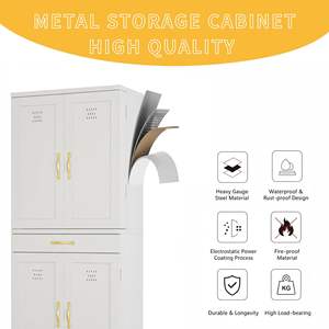 <span class=keywords><strong>Mueble</strong></span> de Almacenamiento de Madera Blanco de 6 Niveles con 4 Puertas, 4 Estantes Ajustables y Cajón, Moderno para Cocina, <span class=keywords><strong>Despensa</strong></span>, Sala de Estar - Product Image 3