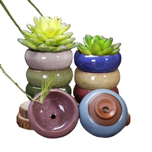 Mini Vaso in Porcellana Art Deco per Piante Grasse e <span class=keywords><strong>Cactus</strong></span> <span class=keywords><strong>con</strong></span> Foro, Vaso da Tavolo Ecologico per Piante Aeree - Product Image 1