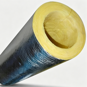 <strong>Thermal</strong> and Acoustic Aluminum Foil Glass <strong>Wool</strong> Pipe Insulation for Commercial HVAC Application - Product Image 1