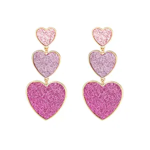 Vintage Black Red Geometric Heart Earrings Pendants Tassel Drop Earrings Bling Love Statement Aretes Gifts Ladies Jewelry