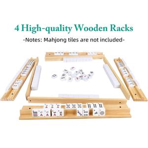 Ensemble de 4 supports de jeu de Mahjong en bois de pin massif de 19 pouces, faits à la main, avec pousseurs magnétiques - Product Image 5