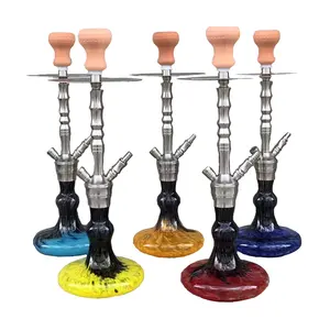 Venta directa de fábrica Vidrio Árabe Tradicional Shisha Accesorios para fumar Cachimba de manguera doble individual