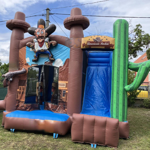 Castillo Inflable Comercial de Alta Calidad con Tobogán, Diseño Vaquero Occidental, para Fiestas - Product Image 4