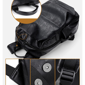 Custom New Trending Fashion Pu Back Bag Usb Business Mochila Outdoor Waterproof <b>Knapsack</b> Bag Man PU Backpack - Product Image 2