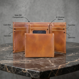 Cartera Corta de Cuero Genuino para Hombre WRIZA, Tarjetero con Múltiples Ranuras, Cierre Abierto, Estilo Minimalista, Marrón Vintage, 3.5x4.25 Pulgadas - Product Image 4