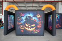 Château gonflable portable sur le thème d'Halloween en tissu Oxford de qualité commerciale, labyrinthe, maison hantée, couleur personnalisée pour l'extérieur