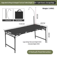 Table de camping pliable portable, hauteur réglable, ouverture hydraulique automatique, bureau tactique léger en acier au carbone pour le camping et les pique-niques