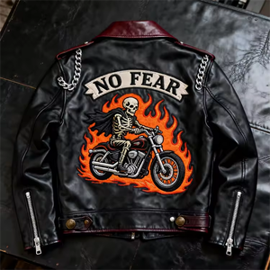 <span class=keywords><strong>Blouson</strong></span> de motard vintage personnalisé de haute qualité pour <span class=keywords><strong>homme</strong></span>, brodé, style bomber, streetwear, manteau de moto, <span class=keywords><strong>blouson</strong></span> de motard en <span class=keywords><strong>cuir</strong></span> imprimé - Product Image 2