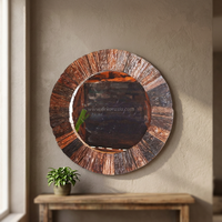 Grand miroir mural rond décoratif en bois de récupération, style Art Déco ferroviaire, fait main, design moderne et élégant pour la maison, personnalisable