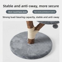 Arbre à chat en bois massif intégré avec niche douillette en bois de fruit, griffoir recouvert de jute, plateforme de saut, style épuré MR52