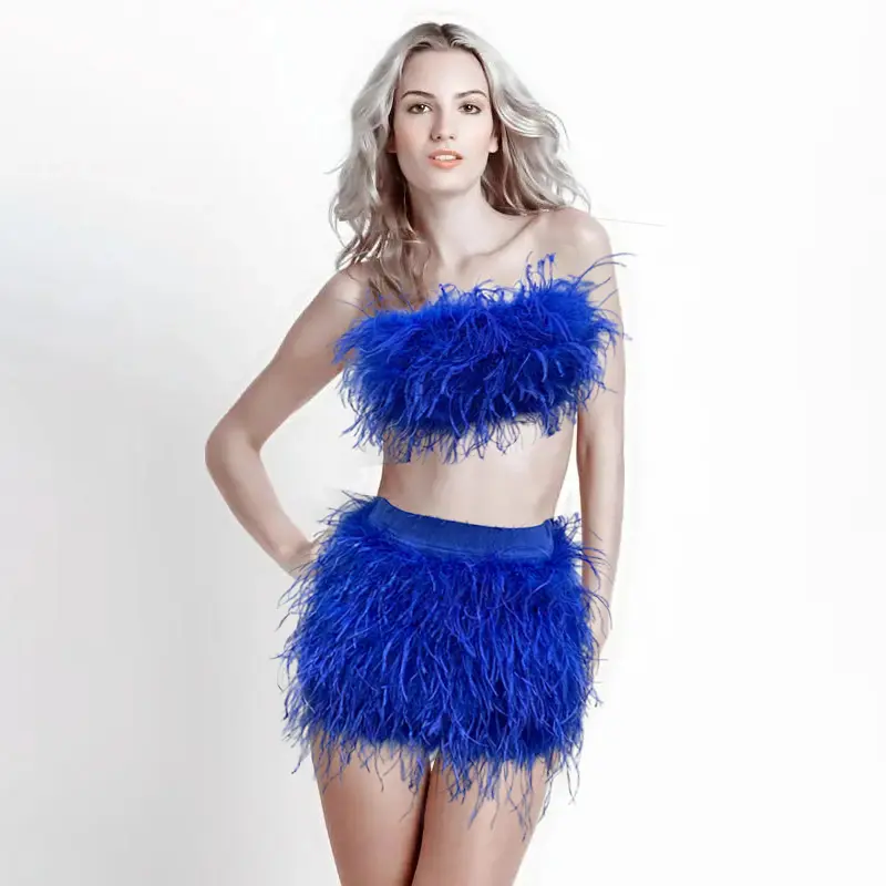 New Arrival Spring Sexy Ostrich Fur Skirt Ladies Ostrich Feather Trim Women Ostrich Feather Skirt