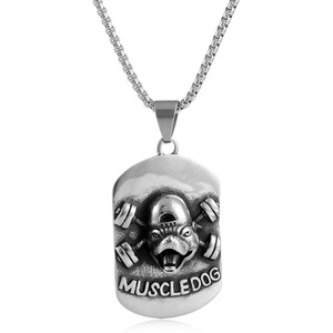 yunnique MuscleDog <b>Dog</b> <b>Tag</b> Pendant Stainless Steel Animal Design Unisex Necklace - Product Image 1