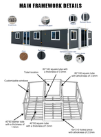 Cammi Maison Conteneur Extensible en Acier Moderne Grande Modulaire Préfabriquée en Verre pour Habitation ou École