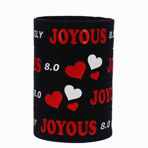 Bracelet en silicone Joyeux Saint-Valentin 8,0 mm, étanche, pour couple, décoration, bracelet rond en caoutchouc - Product Image 1