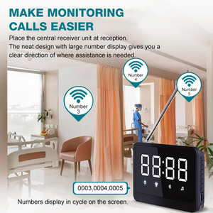 Bệnh Viện điều dưỡng nhà gọi hệ thống phân trang 1 nhận 10 nút gọi bluetooth chỉ báo thời gian hiển thị nút gọi không dây - Product Image 4