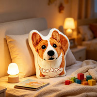 Coussin en peluche personnalisé avec visage d'animal brodé, lavable, écologique, cadeau de Noël, décoration intérieure, acheteurs en gros