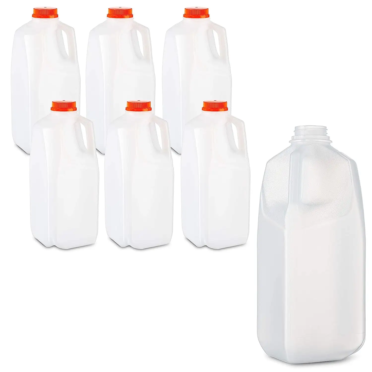 2023 vendita calda buon prezzo commestibile grande volume 64 Oz. Bottiglie vuote di succo di plastica HDPE/latte con tappi a prova di manomissione