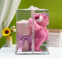 Cadeau Saint-Valentin Anniversaire Thanksgiving Remise de diplôme Bouquet Ours Fraise Fleur Éternelle Réaliste Rose Seau de Câlins Dessin Animé