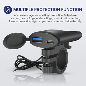 Chargeur de moto à charge rapide QC3.0, double port USB, chargeur de vélo pour téléphone portable type C - Product Image 2