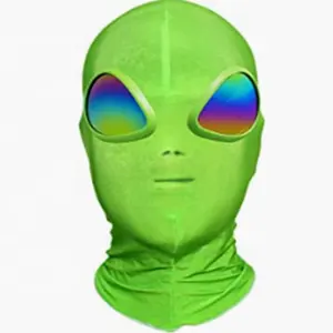 万圣节绿色外星人面具角色扮演服装外星人头骨全脸面具帽子万圣节派对外星人头面具
