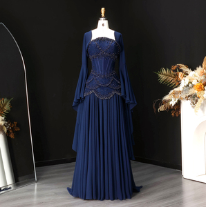 <span class=keywords><strong>Vestido</strong></span> de Noche <span class=keywords><strong>Azul</strong></span> <span class=keywords><strong>Marino</strong></span> Sharon Said SS286 con Perlas de Lujo y Borlas, con Abrigo Fluido, <span class=keywords><strong>Vestido</strong></span> de Compromiso Estilo Dubái para Mujer, para Bodas y Fiestas - Product Image 1