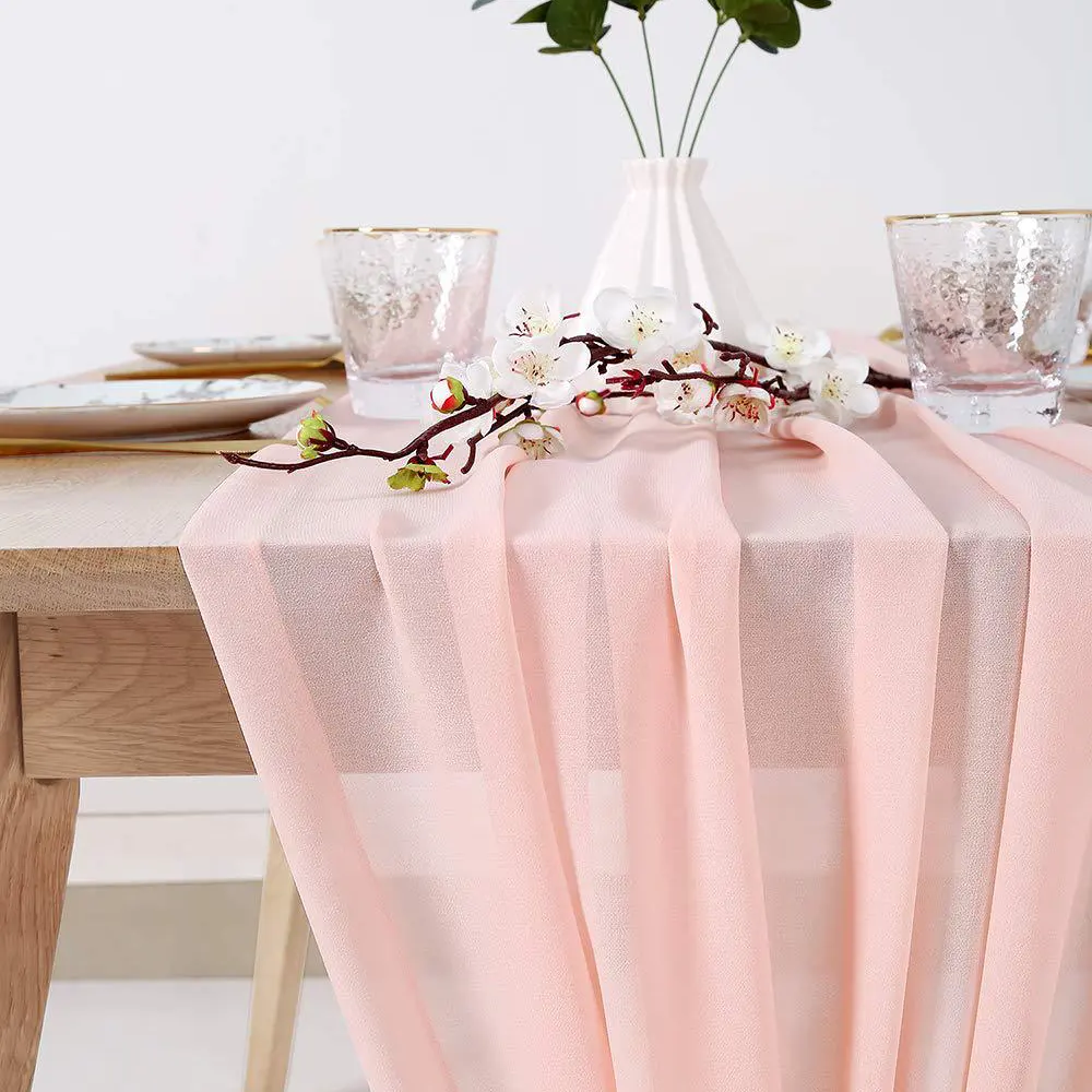 Şifon masa koşucular fantezi düğün olay masa dekorasyon masa örtüleri