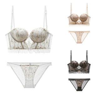 092 <span class=keywords><strong>Ensemble</strong></span> de soutien-gorge push-up rembourré en dentelle sexy <span class=keywords><strong>Ensemble</strong></span> à armatures en dentelle à taille basse - Product Image 1