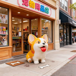 कस्टम कॉर्गी पिल्ला रेसिन मूर्तिकला टिकाऊ कस्टम रंग अनुकूलन आकार कार्टून शैली कला पालतू दुकानों के लिए उपहार - Product Image 2