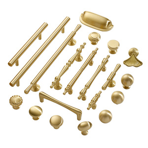 Brass Wardrobe Handles Golden Cabinet Drawer Pulls French-style Minimalist Brass <strong>Door</strong> <strong>Knobs</strong> Die Cast - Product Image 2