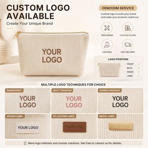 Bolsa de Cosméticos Personalizada de Pana para Mujer, Neceser de Viaje, Bolsa de Aseo de Gran Capacidad con Cremallera, Organizador, OEM, ODM, Venta al por Mayor - Product Image 6