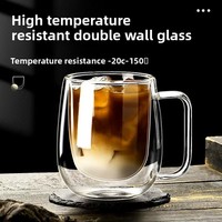 Tasse en verre isolante transparente double paroi, style chinois, écologique, résistante à la chaleur, en paille, épaissie, pour lait, créative