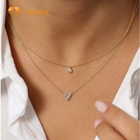 VLOVE Bijoux fins personnalisés Designer Triangle Collier 14K Chaîne Lien Baguette Rond Diamant Pendentif Collier