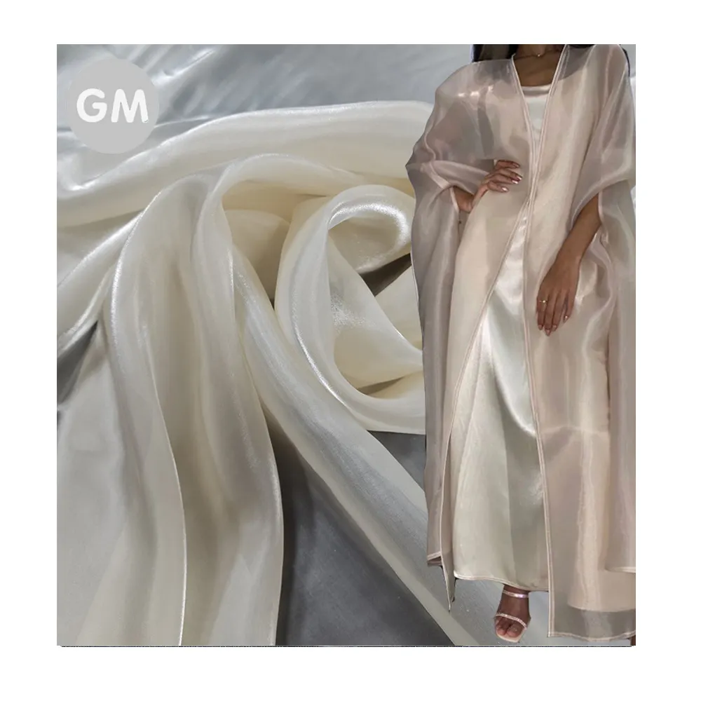 Sáng Bóng Chất Lỏng Organza 100% Polyester Organza Vải Cho Đảng Ăn Mặc Kim Loại Pha Lê Vải Long Lanh Organza Sao Gạc