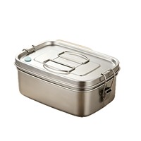 Boîte à lunch bento en acier inoxydable 304, 1,1 L ou 1,5 L, simple ou double couche, avec couvercle et poignée pliable, pour le bureau et le camping en plein air