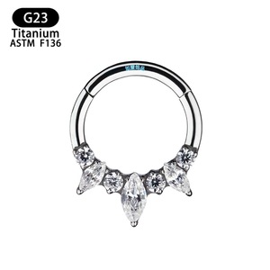 Anneau de nez en zircon en forme de cœur, titane F136, 8 mm, bijoux de piercing tendance - Product Image 5
