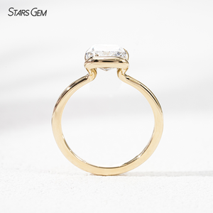 แหวนเพชรทรงคุชชั่น 2.0 กะรัต สี D เพาะเลี้ยงในห้องปฏิบัติการ ทองคำแท้ 14K ความบริสุทธิ์ 58.5% ประดับเพชรแบบ Tension Set สำหรับทั้งชายและหญิง รุ่น StarsGem - Product Image 6