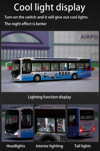 Jouets éducatifs pour enfants 1: 42 échelle métal fonction de friction alliage <span class=keywords><strong>bus</strong></span> de ville avec lumières - Product Image 6