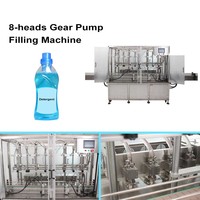 Ligne de production HZPK automatique à 8 têtes avec pompe à engrenages pour le remplissage et l'étiquetage de détergents, eaux, liquides, pâtes, bouteilles en verre et en plastique